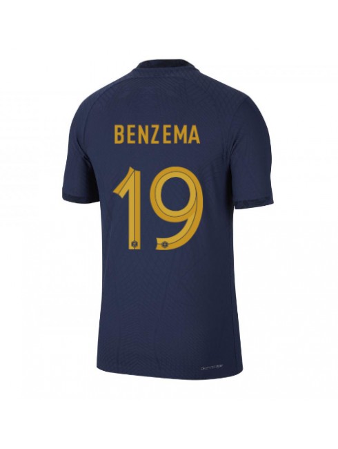 Moški Nogometna dresi replika Francija Karim Benzema #19 Domači SP 2022 Kratek rokav